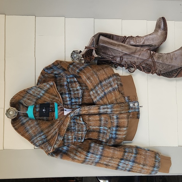 7 For All Mankind Jackets & Blazers - Seven for all mankind plaid lined warm jacket mohair silk lined XS
